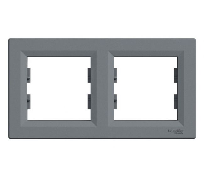 Рамка Schneider Asfora двухместная горизонтальная сталь EPH5800262